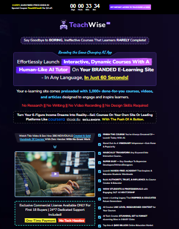 TeachWise AI official sales page feature list and product overview