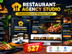 Restaurant Agency Studio Review dashboard and website mockup